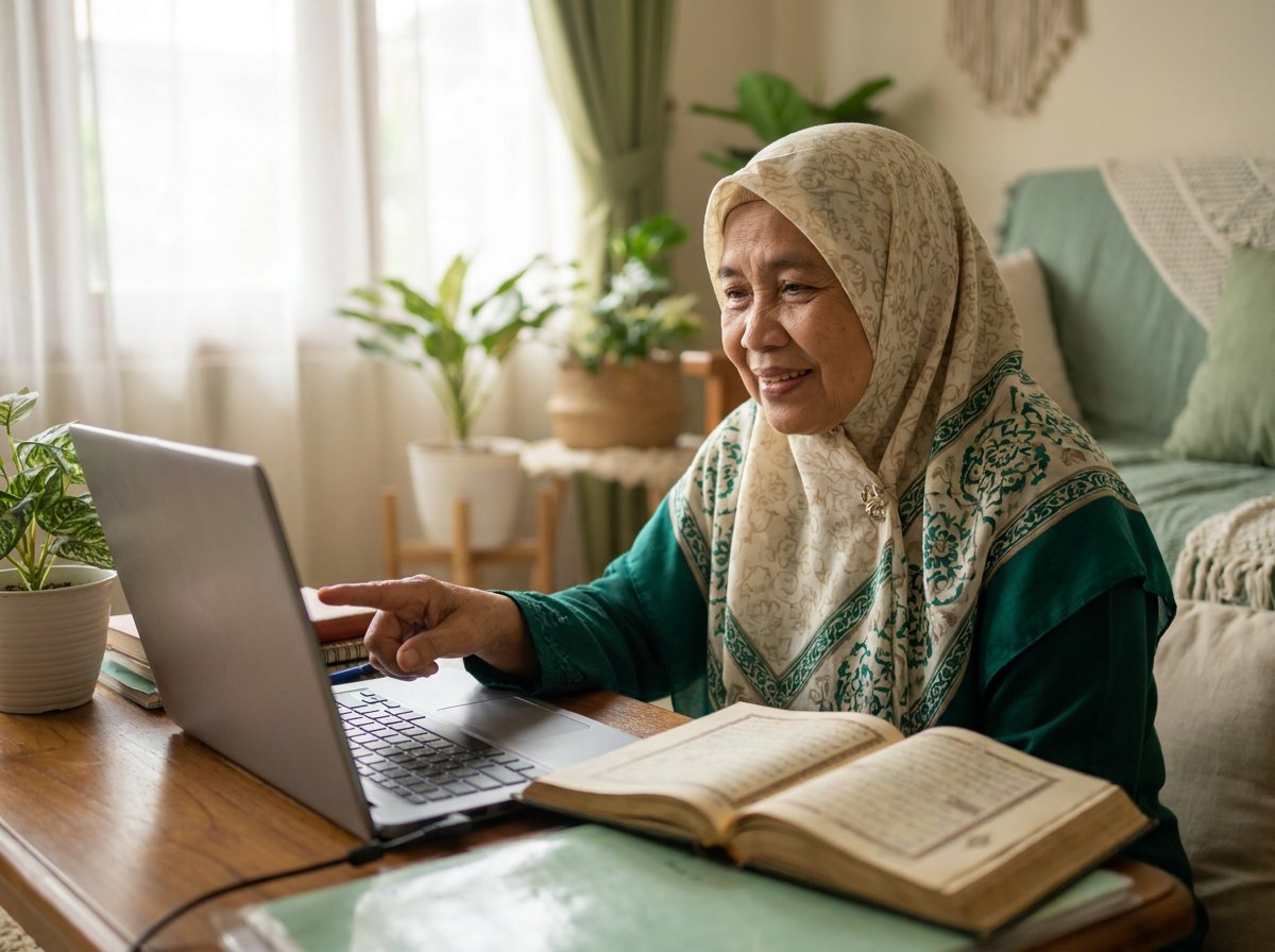 Guru ngaji Indonesia mengajar dengan hangat lewat kelas online